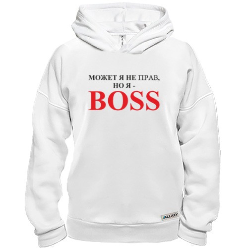 Худи BASE с надписью «МОЖЕТ Я НЕ ПРАВ, НО Я - BOSS»