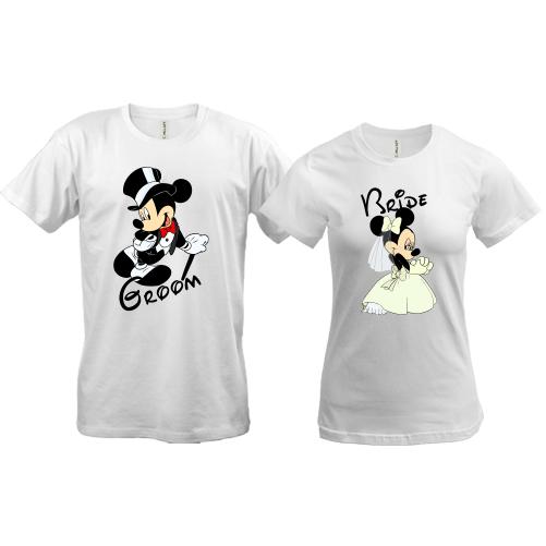 Парні футболки Міккі і Міні Маус - наречений і наречена