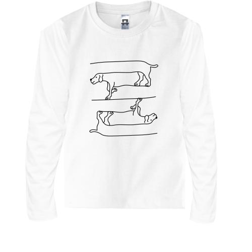 Детская футболка с длинным рукавом Оптическая иллюзия - собака