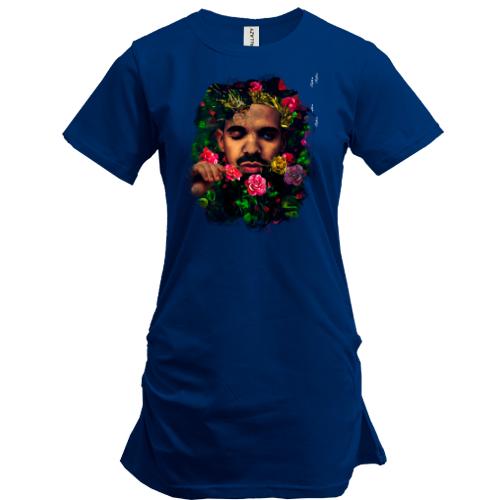 Подовжена футболка з Drake і квітами