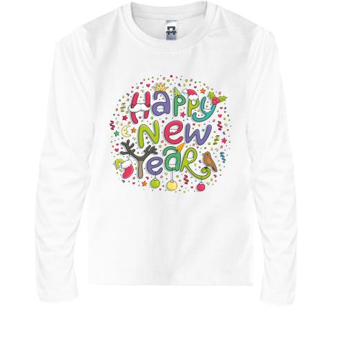 Детская футболка с длинным рукавом Happy New Year (2)