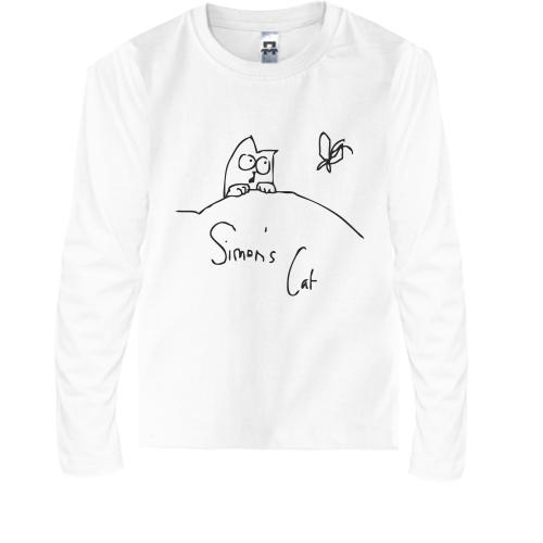 Детская футболка с длинным рукавом Simon's Cat с бабочкой