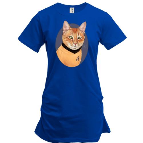 Подовжена футболка з котом із Star Trek