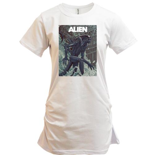 Подовжена футболка з постером Alien