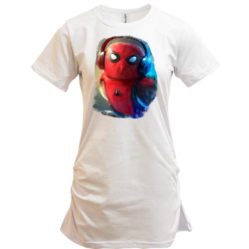Подовжена футболка з совою в стилі Людини Павука