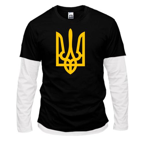 Комбинированный лонгслив с гербом Украины