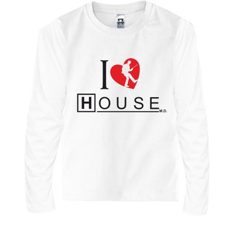 Детская футболка с длинным рукавом I love House