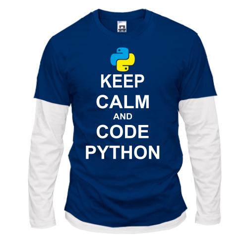 Комбинированный лонгслив Keep calm and code python