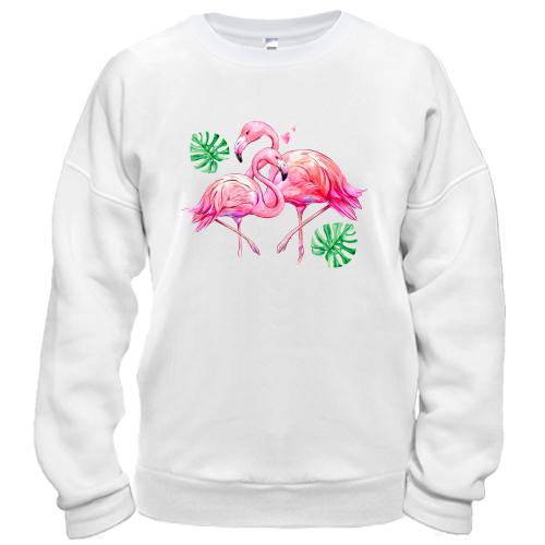 Свитшот с розовыми фламинго