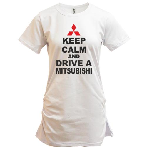 Подовжена футболка Keep calm and drive a Mitsubishi