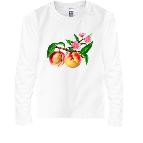 Детская футболка с длинным рукавом с цветущей веткой персика