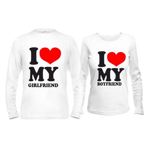 Парные лонгсливы I love my boyfriend girlfriend