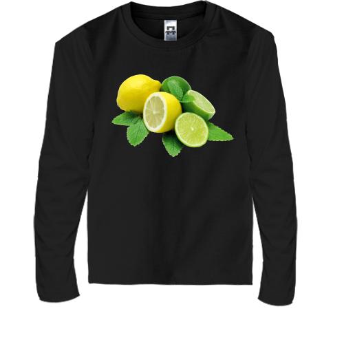 Детская футболка с длинным рукавом с лимонами и лаймом