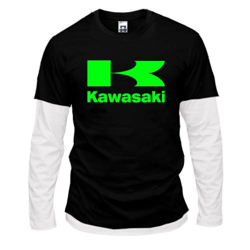 Комбінований лонгслів з лого Kawasaki