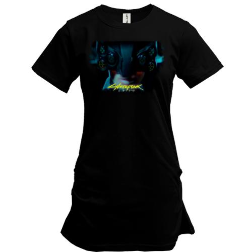 Подовжена футболка з дівчиною з Cyberpunk 2077