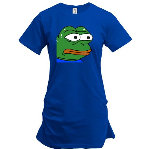 Подовжена футболка з здивованої жабою Пепе