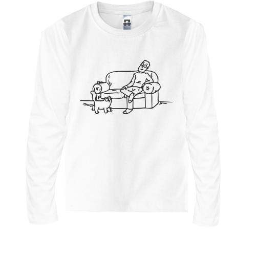 Детская футболка с длинным рукавом Саймон с котом