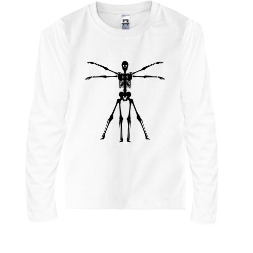 Детская футболка с длинным рукавом Скелет-Да-Винчи