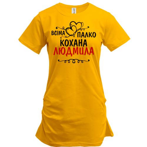 Подовжена футболка з написом 