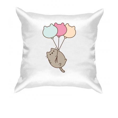 Подушка с Пушин котом и воздушными шарами