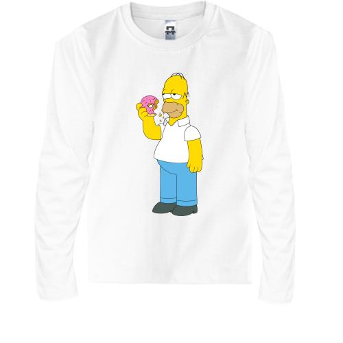 Детская футболка с длинным рукавом Гомер с Пончиком (3)