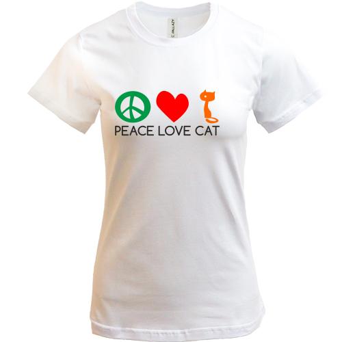Футболка peace love cats