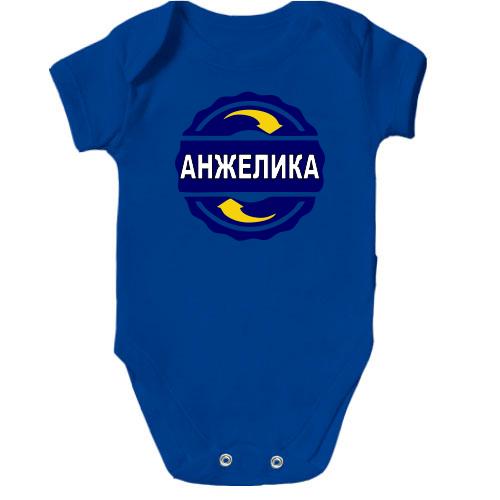 Детское боди с именем Анжелика в круге