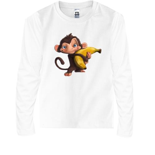 Детская футболка с длинным рукавом мартышка с бананом