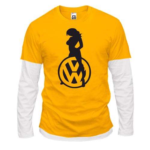 Комбінований лонгслів Volkswagen (лого з дівчиною)