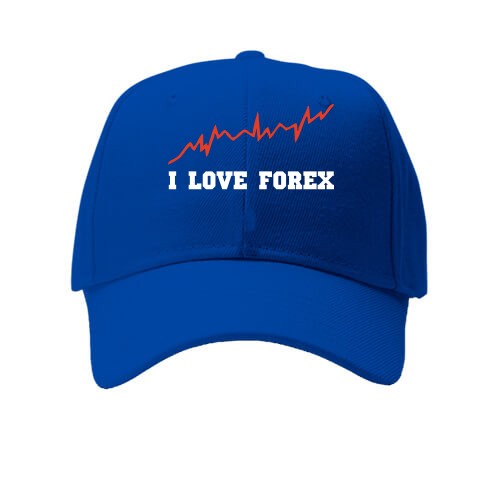 Кепка с красной линией биржевого графика и надписью «I LOVE FOREX»