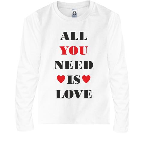 Детская футболка с длинным рукавом All you need is love (2)