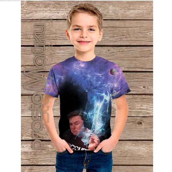 Дитяча 3D футболка Ілон Маск з сигаретою