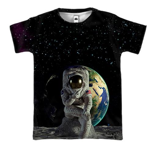 3D футболка Космонавт на Місяці