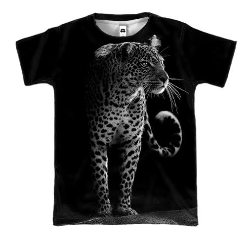 3D футболка з чорно-білим леопардом