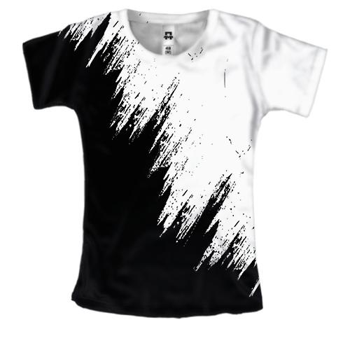 Женская 3D футболка с черно-белой краской