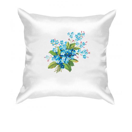 Подушка с голубыми цветами