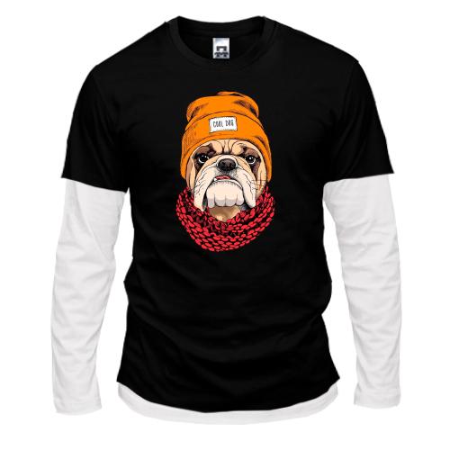 Лонгслив комби с бульдогом (Cool dog)