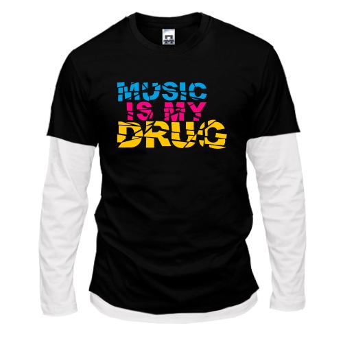 Комбінований лонгслів Music is my drug