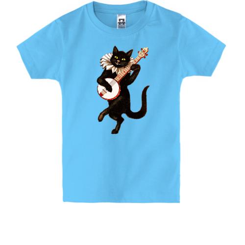 Дитяча футболка з котом і банджо