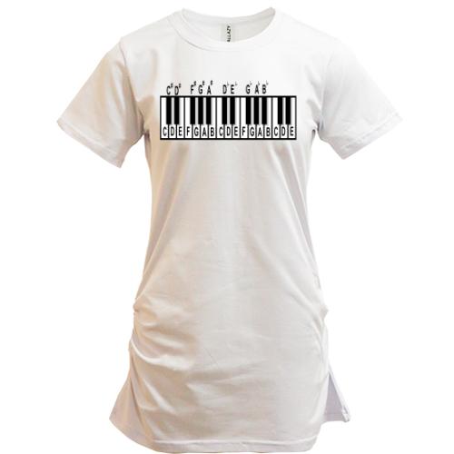 Подовжена футболка із клавішами і акордами