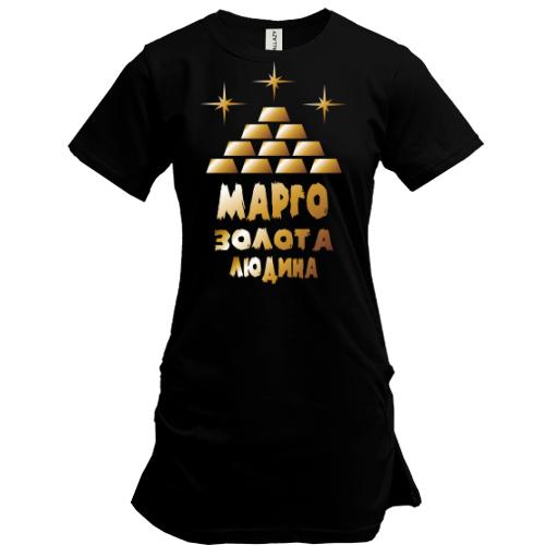 Подовжена футболка з написом 