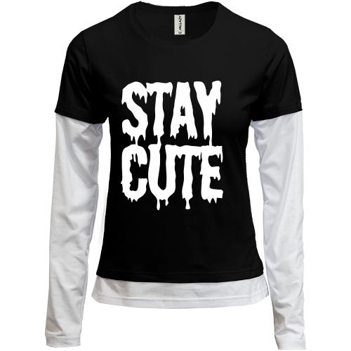 Лонгслив комби  stay cute