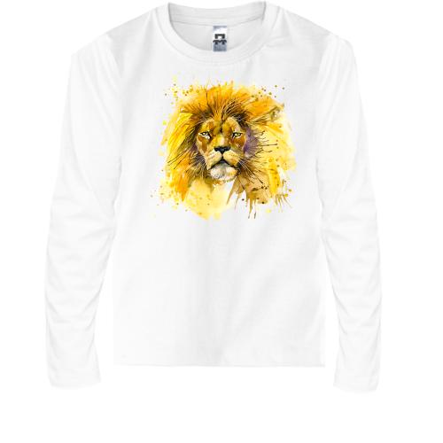 Детская футболка с длинным рукавом с акварельным львом (2)