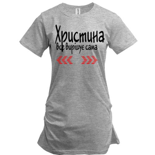 Подовжена футболка з написом 