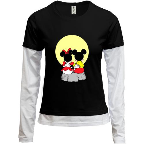 Лонгслив комби  Mickey и Miney Mouse