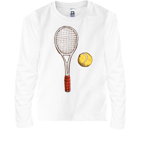 Детская футболка с длинным рукавом с теннисной ракеткой и желтым