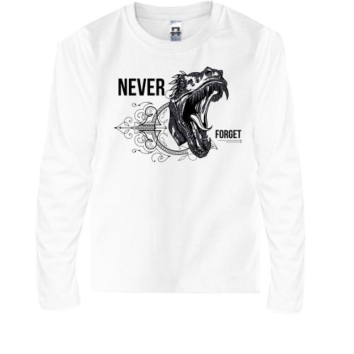 Детская футболка с длинным рукавом Never forget Dinosaur