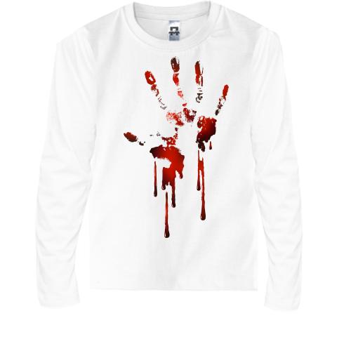 Детская футболка с длинным рукавом с отпечатком руки в крови
