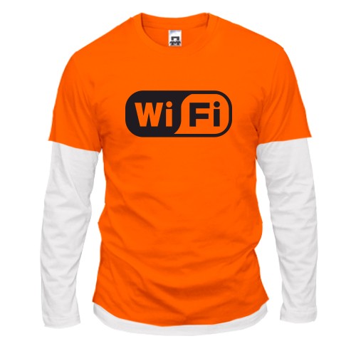 Мужской лонгслив Комби с голографической наклейкой «Wi Fi»