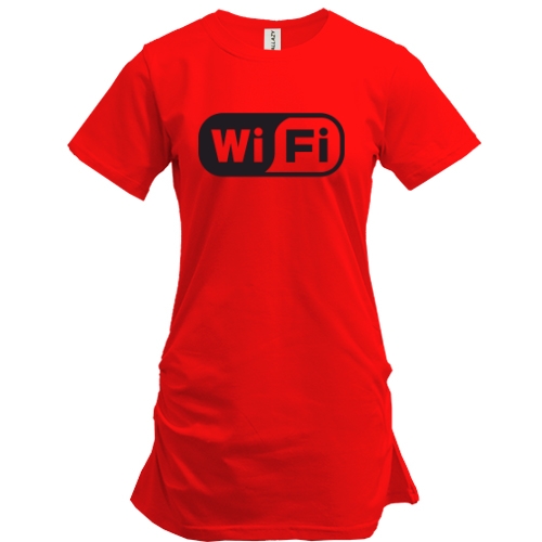 Удлиненная футболка с голографической наклейкой «Wi Fi»